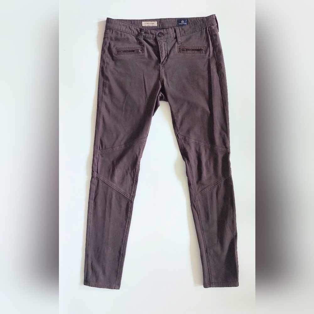 AG Adriano Goldschmied Moto Zipper Ankle Pants Size US 6 EU 28R Brown
